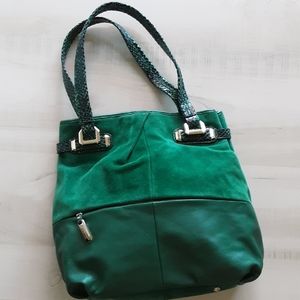 🍃B. Makowsky leather & suede handbag tote